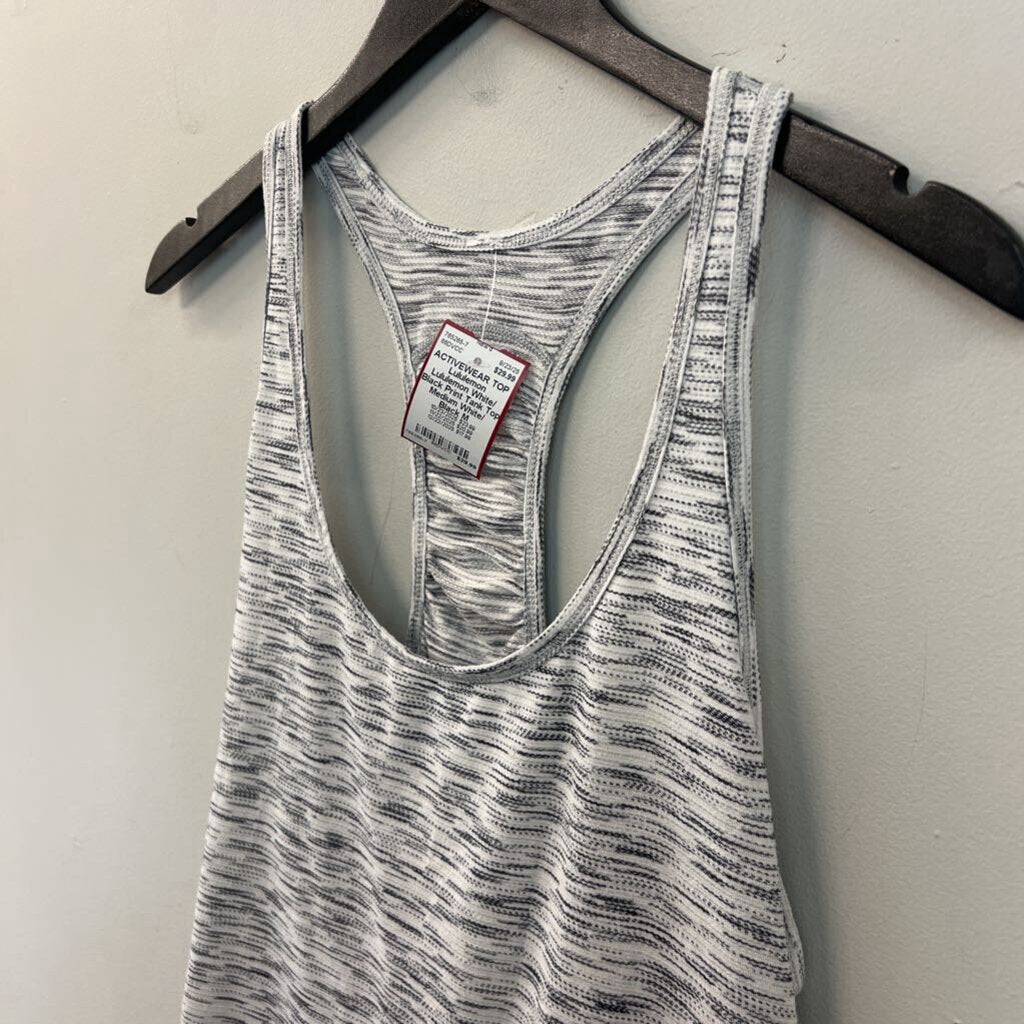 Lululemon White/ Black Print Tank Top Medium