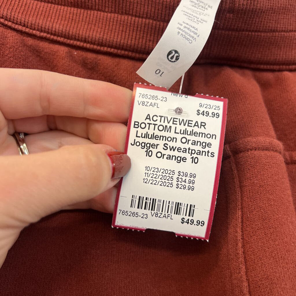 Lululemon Orange Jogger Sweatpants 10