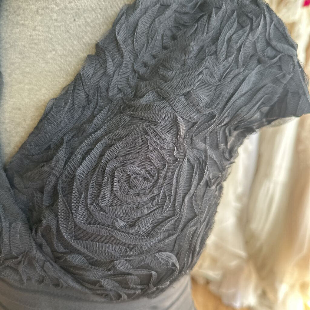 R&M Richards Black Textured Short Sleeve Top Short Formal Dress 14 Petite