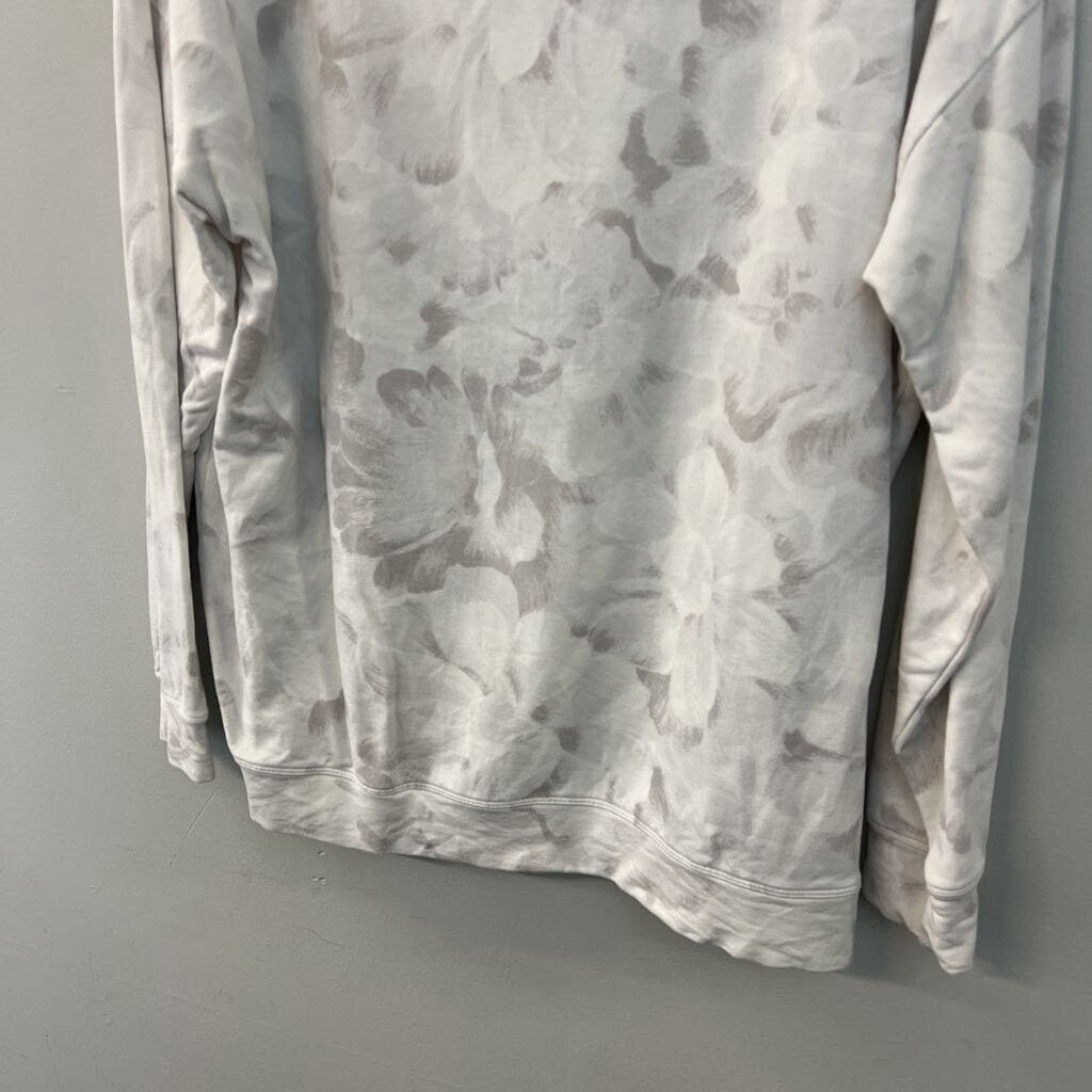 Athleta White/ Grey Print Long Sleeve Top Large