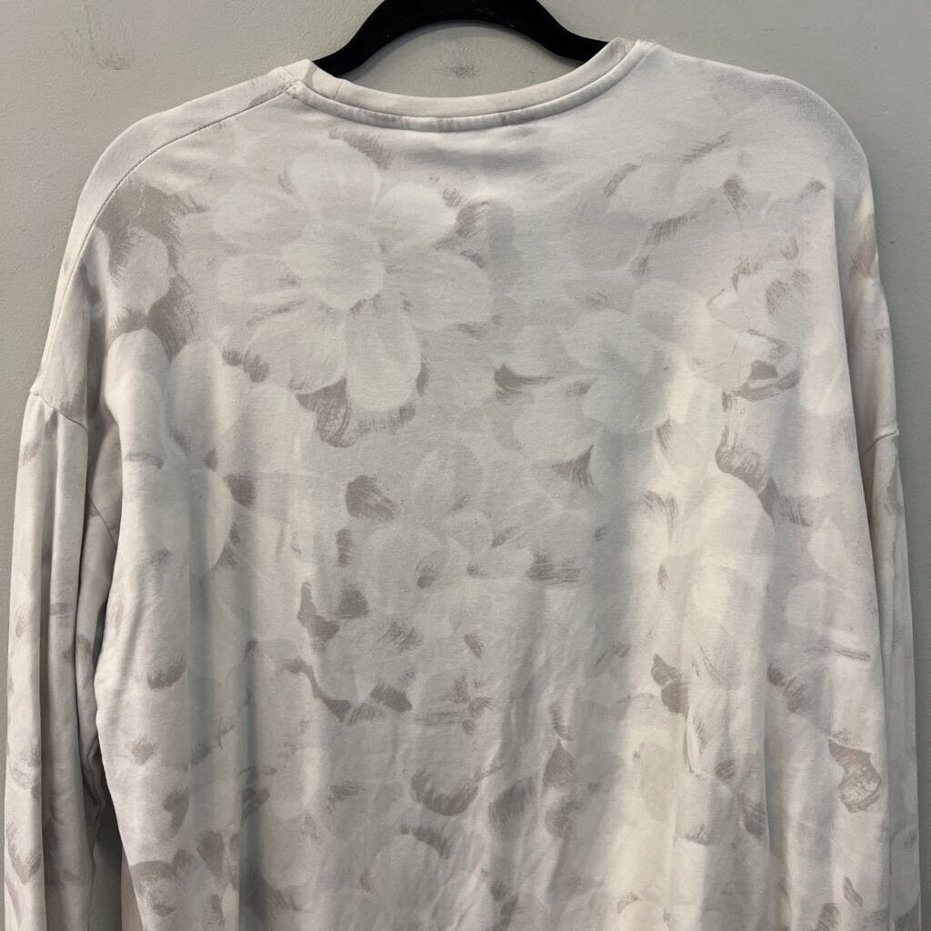 Athleta White/ Grey Print Long Sleeve Top Large