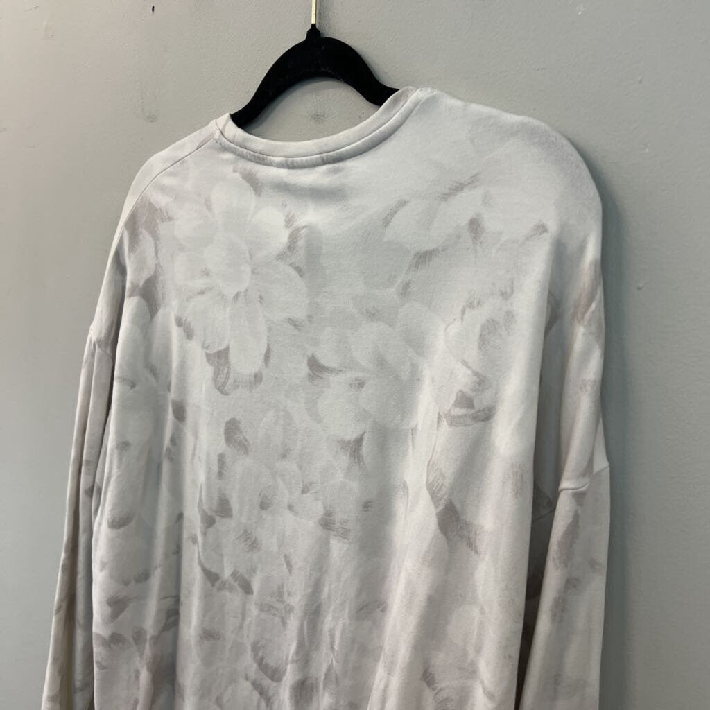 Athleta White/ Grey Print Long Sleeve Top Large