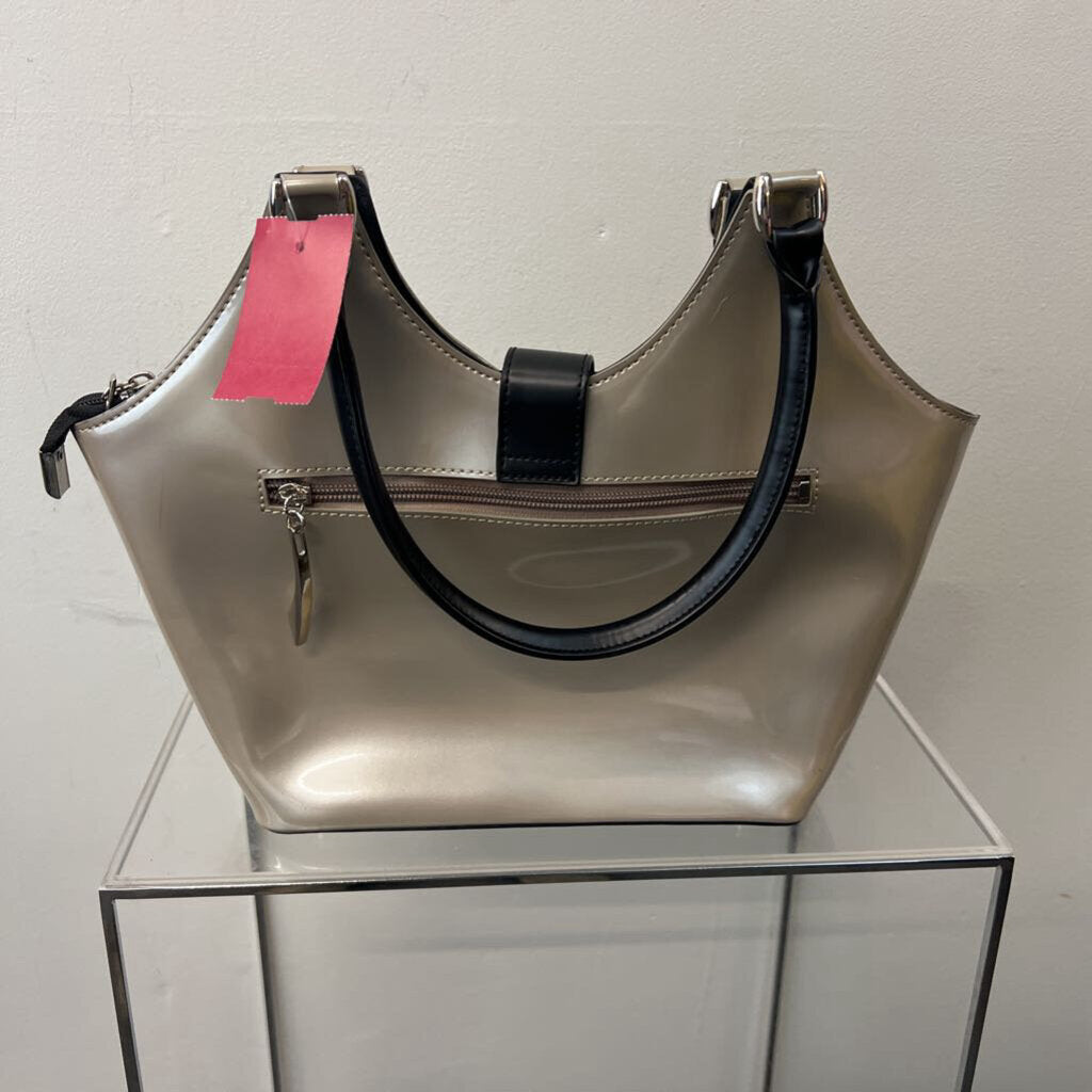 Beijo Pearl Silver Black Trim Purse