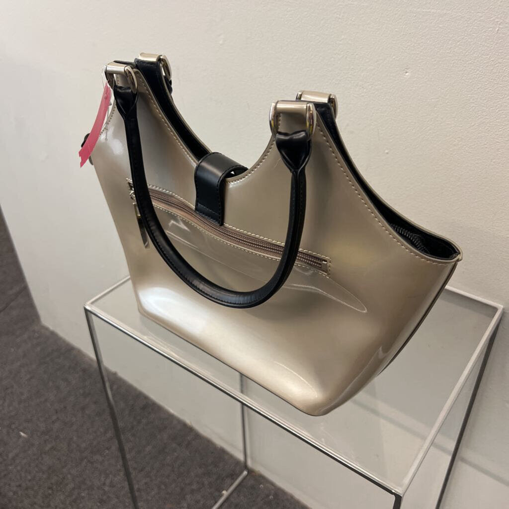 Beijo Pearl Silver Black Trim Purse
