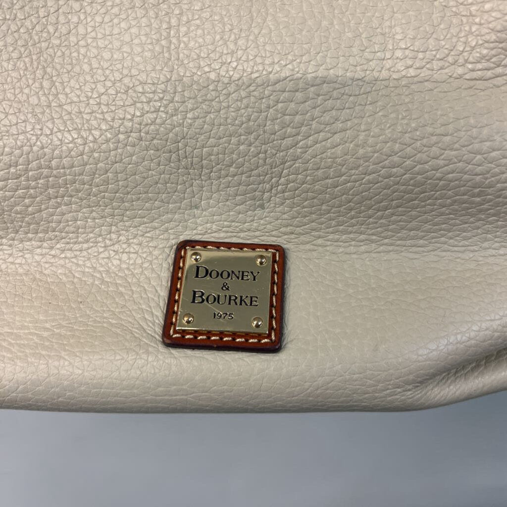 Dooney and Bourke Cream Pebbled Leather Brown Trim Crossbody Purse