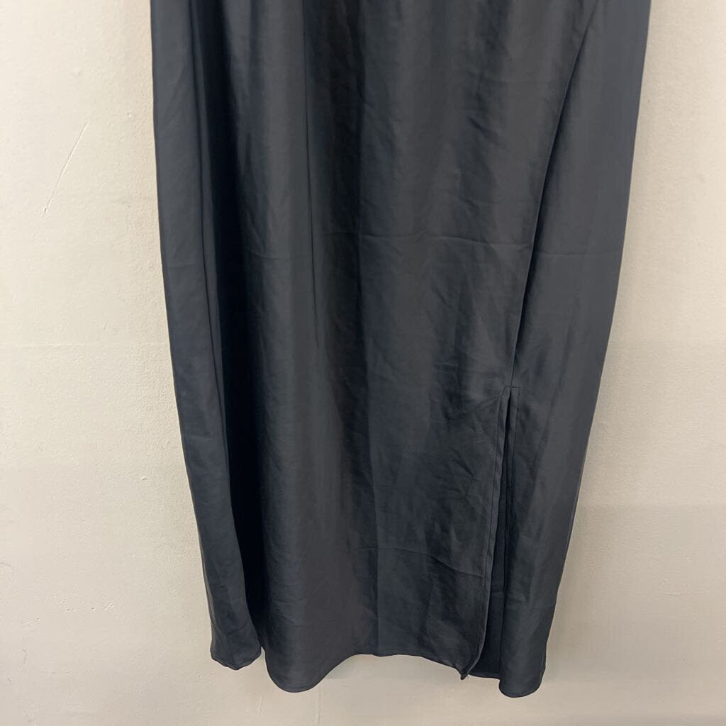 Black Silky Ruffle Sleeve Midi Dress Extra Large