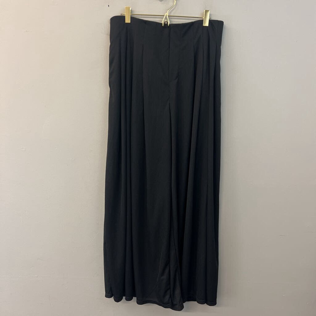Halara Black Textured Wide Leg Pull On Pants Large