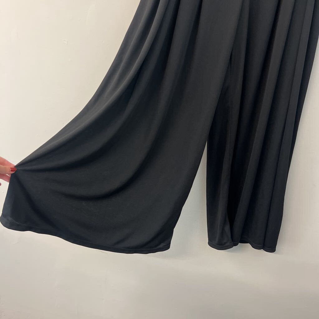 Halara Black Textured Wide Leg Pull On Pants Large