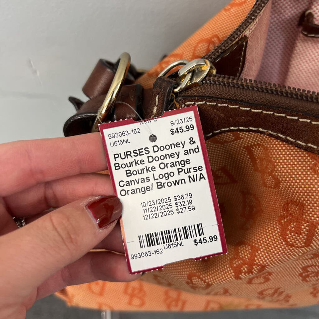 Dooney and Bourke Orange Canvas Logo Purse
