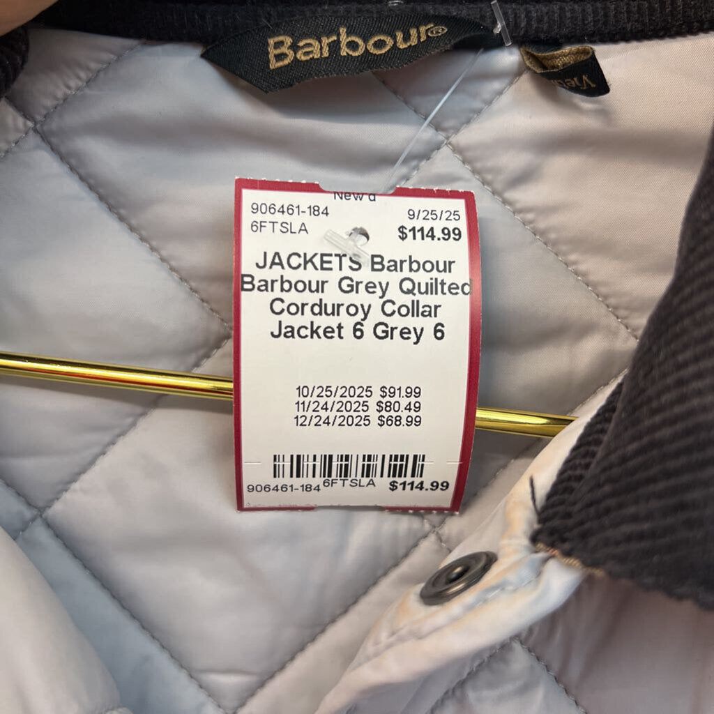 Barbour Grey Quilted Corduroy Collar Jacket 6