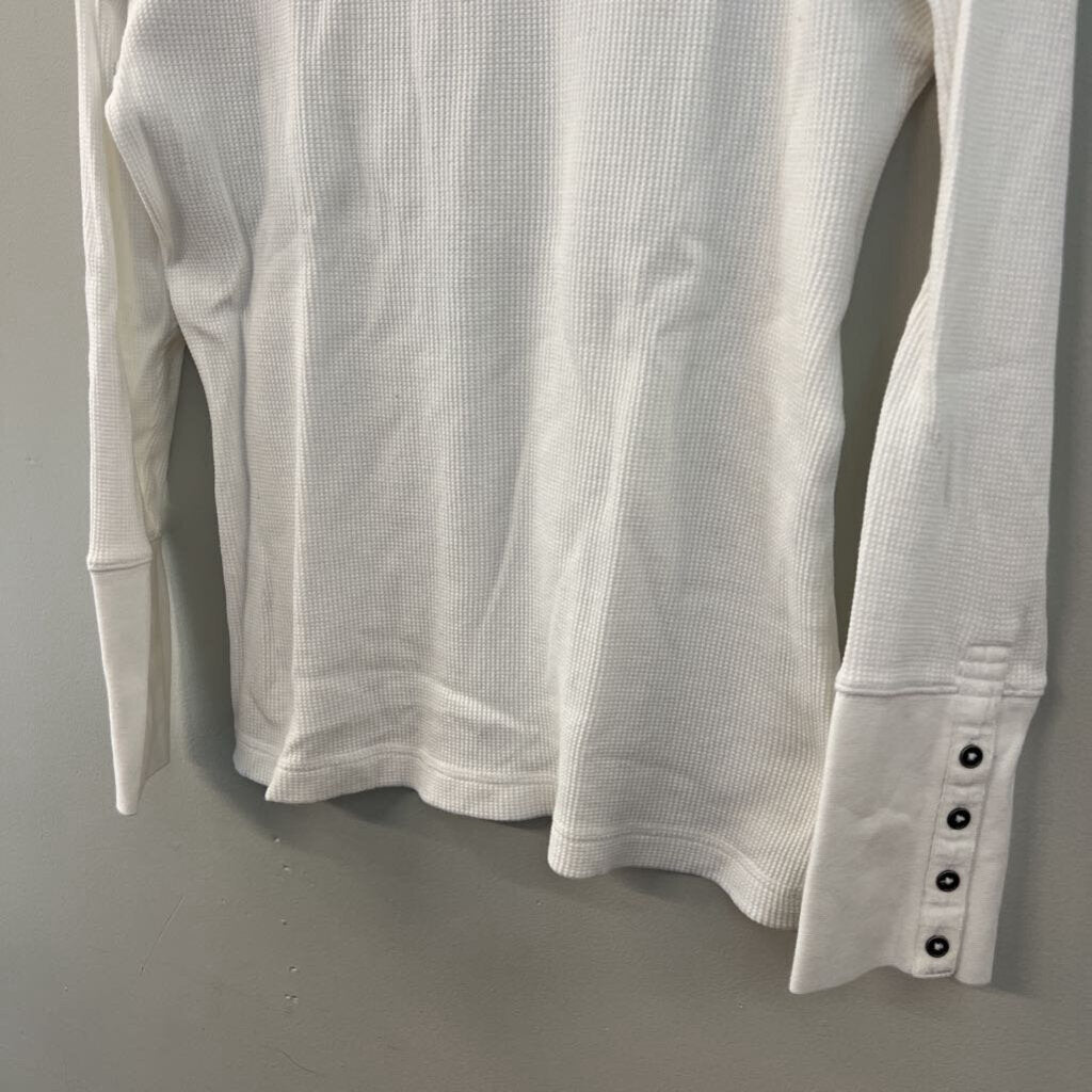 Sundance White Waffle Knit Long Sleeve Top Medium Petite