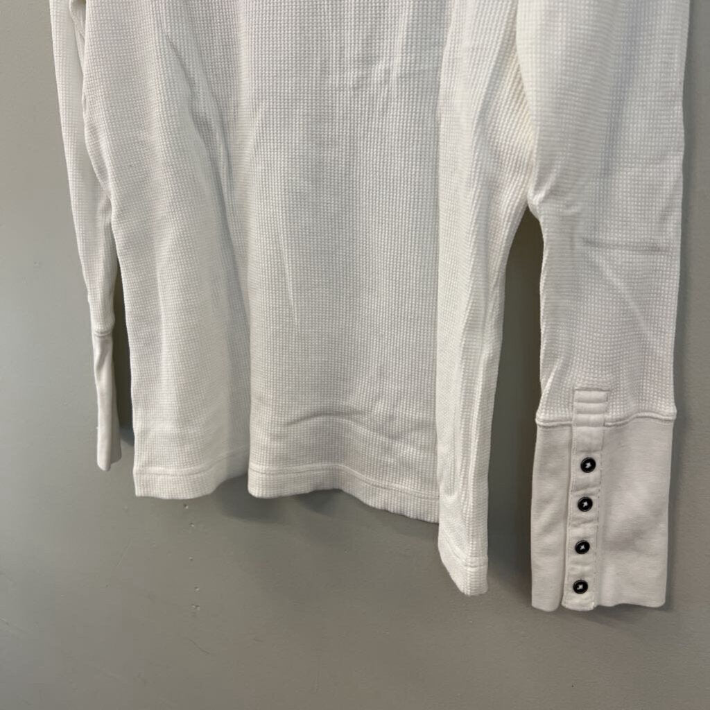 Sundance White Waffle Knit Long Sleeve Top Medium Petite