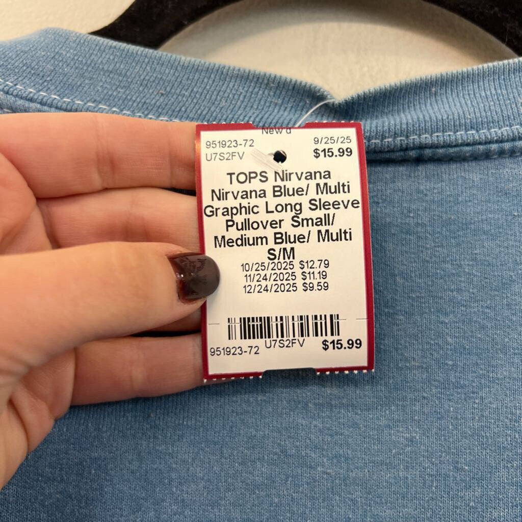 Nirvana Blue/ Multi Graphic Long Sleeve Pullover Small/ Medium