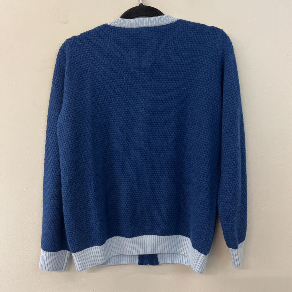 Vintage Blue/ Light Blue Knit Zip Up Sweater Large