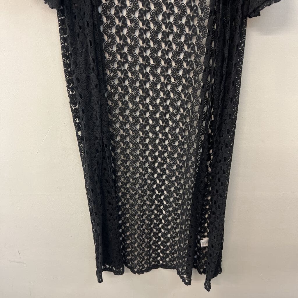 Wrangler Black Crochet Open Front Duster Medium