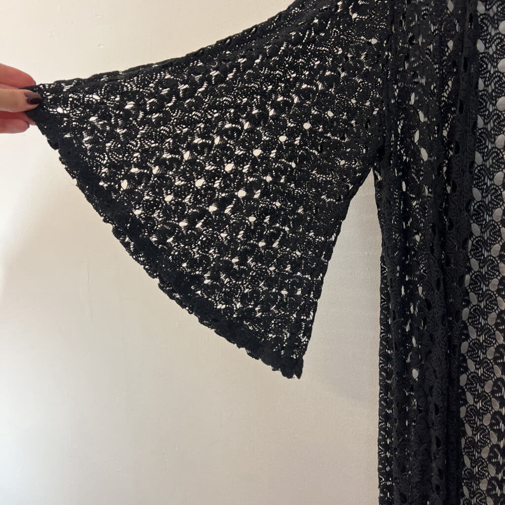 Wrangler Black Crochet Open Front Duster Medium
