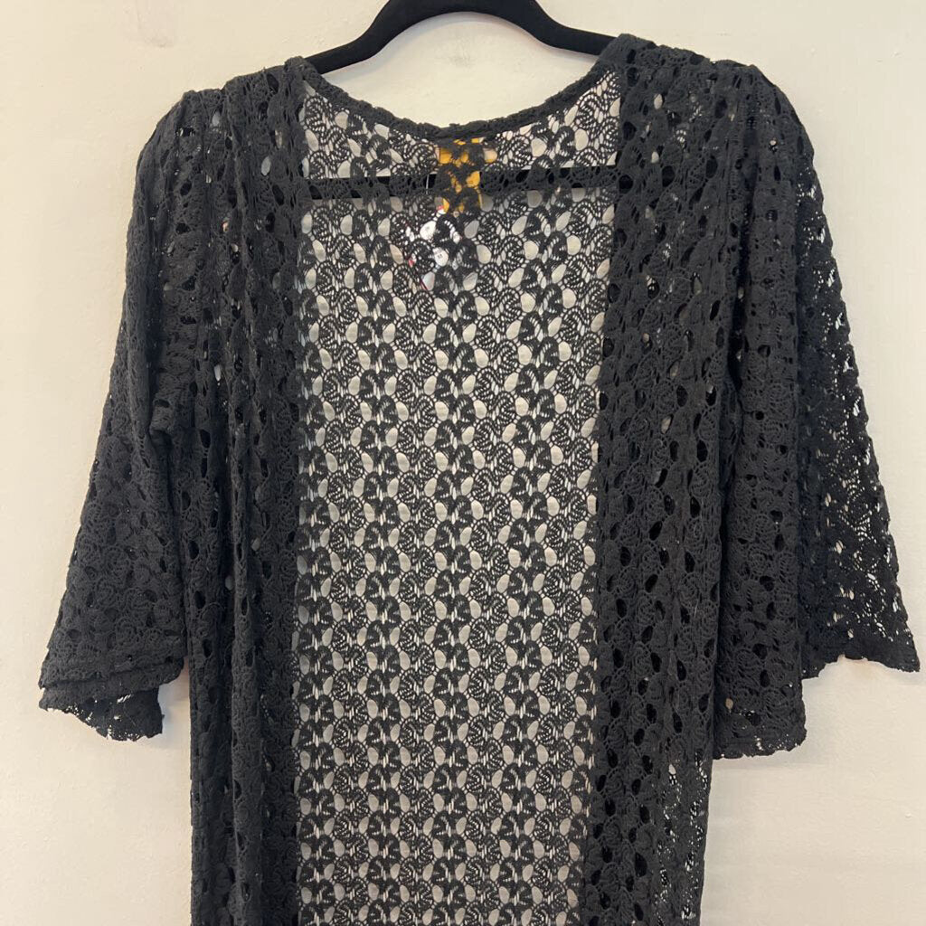 Wrangler Black Crochet Open Front Duster Medium
