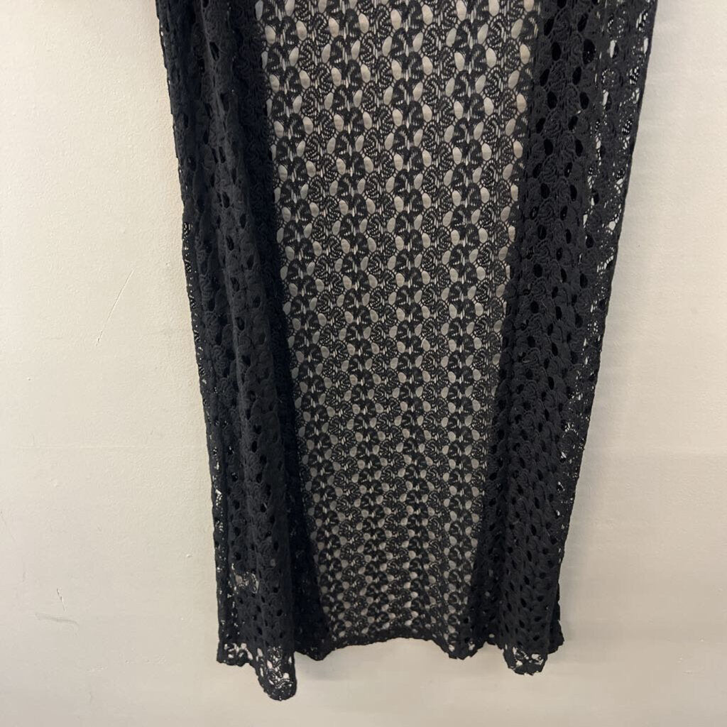 Wrangler Black Crochet Open Front Duster Medium