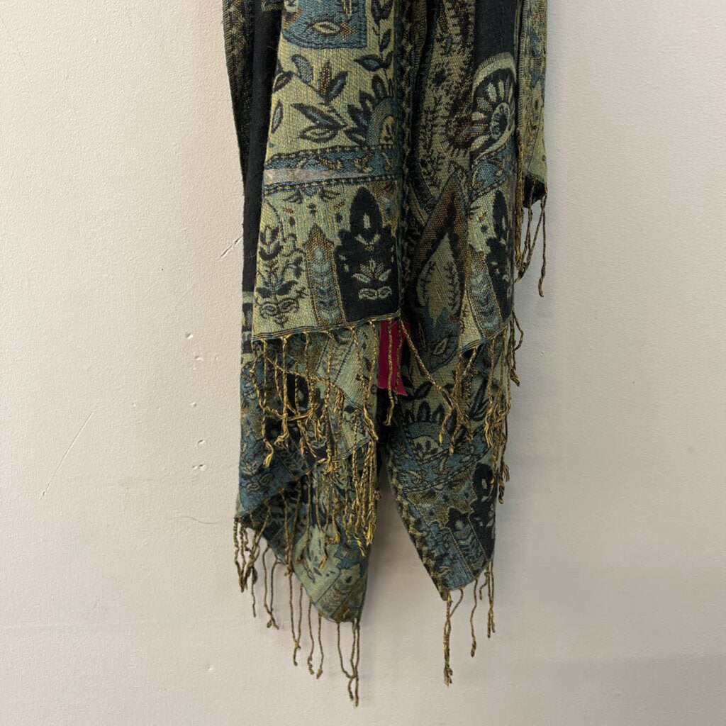 Green/ Blue Print Scarf
