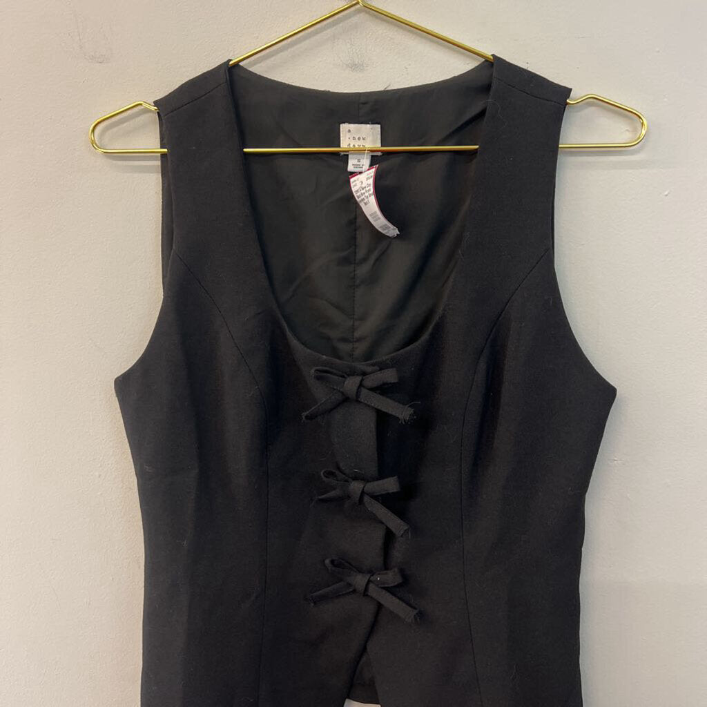 Black Bow Front Sleeveless Top Small