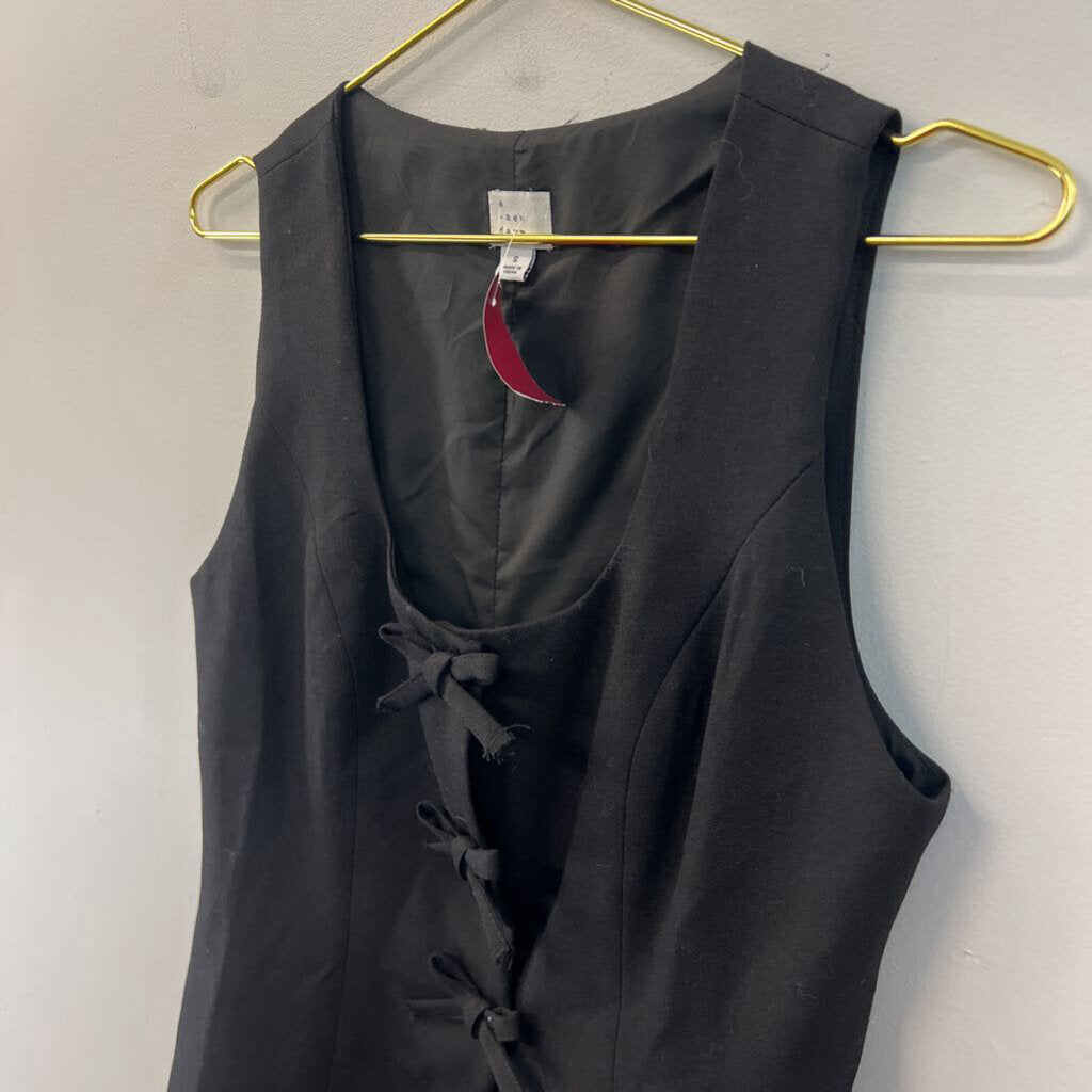 Black Bow Front Sleeveless Top Small