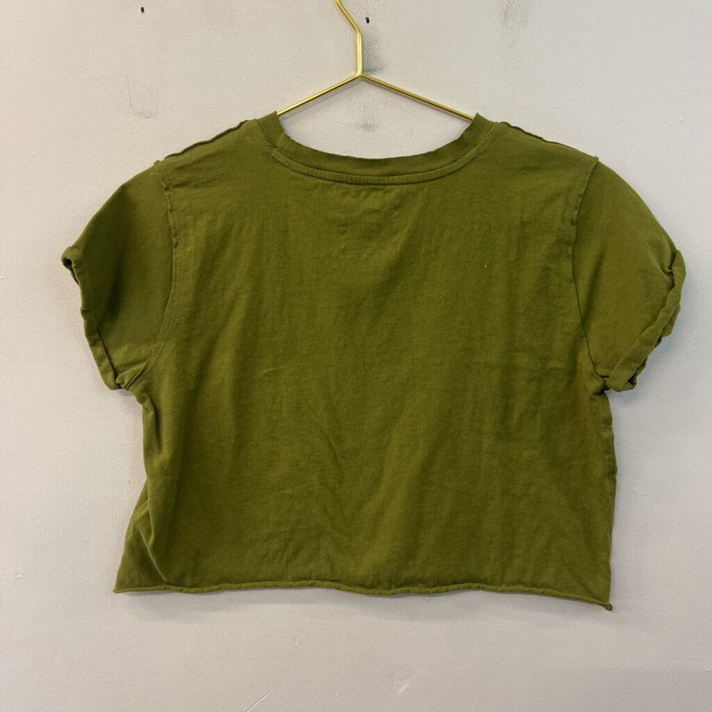 We The Free Green Cropped Short Sleeve Top Medium