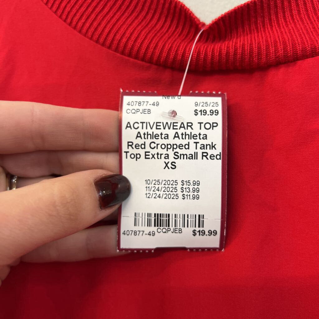 Athleta Red Cropped Tank Top Extra Small