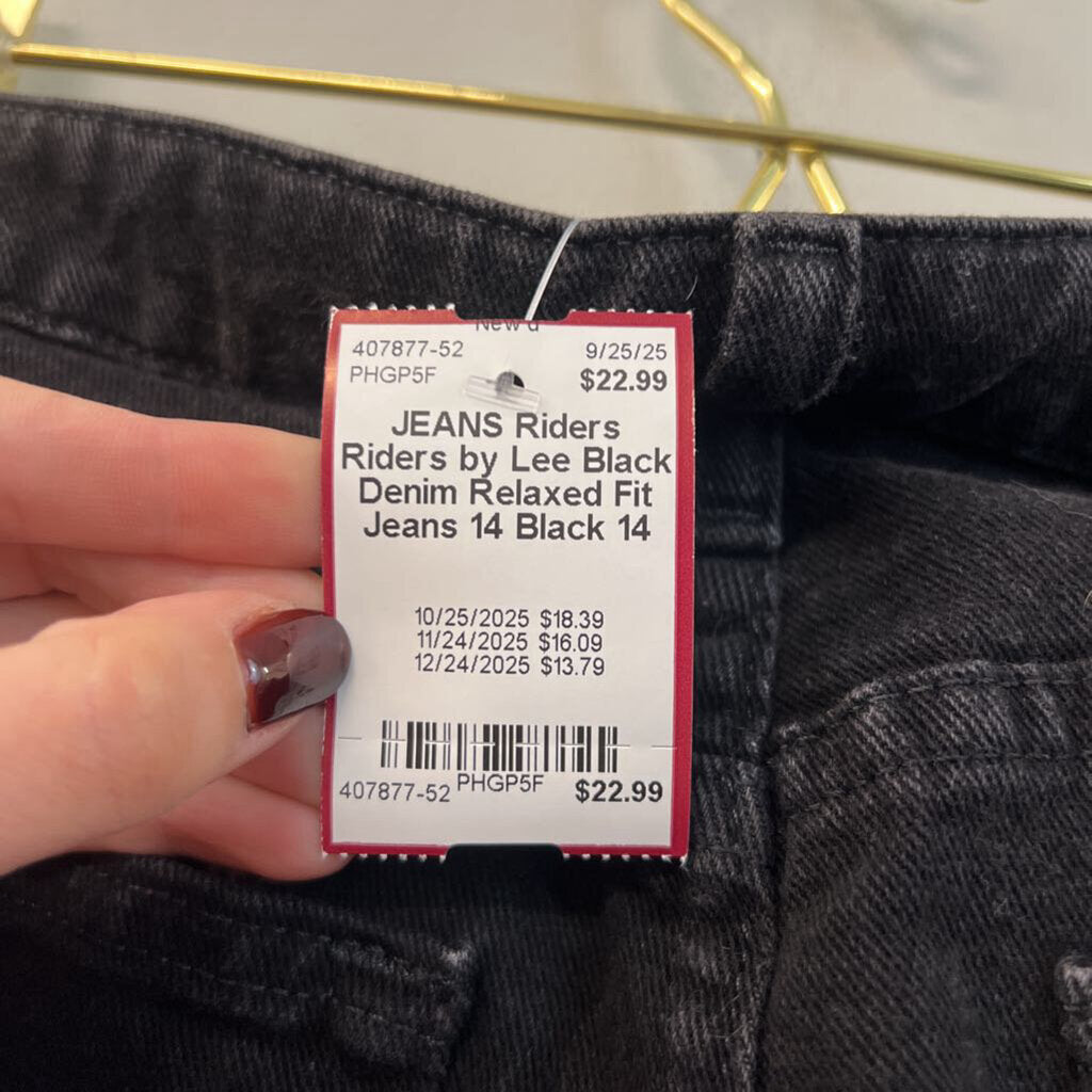 Riders by Lee Black Denim Relaxed Fit Jeans 14