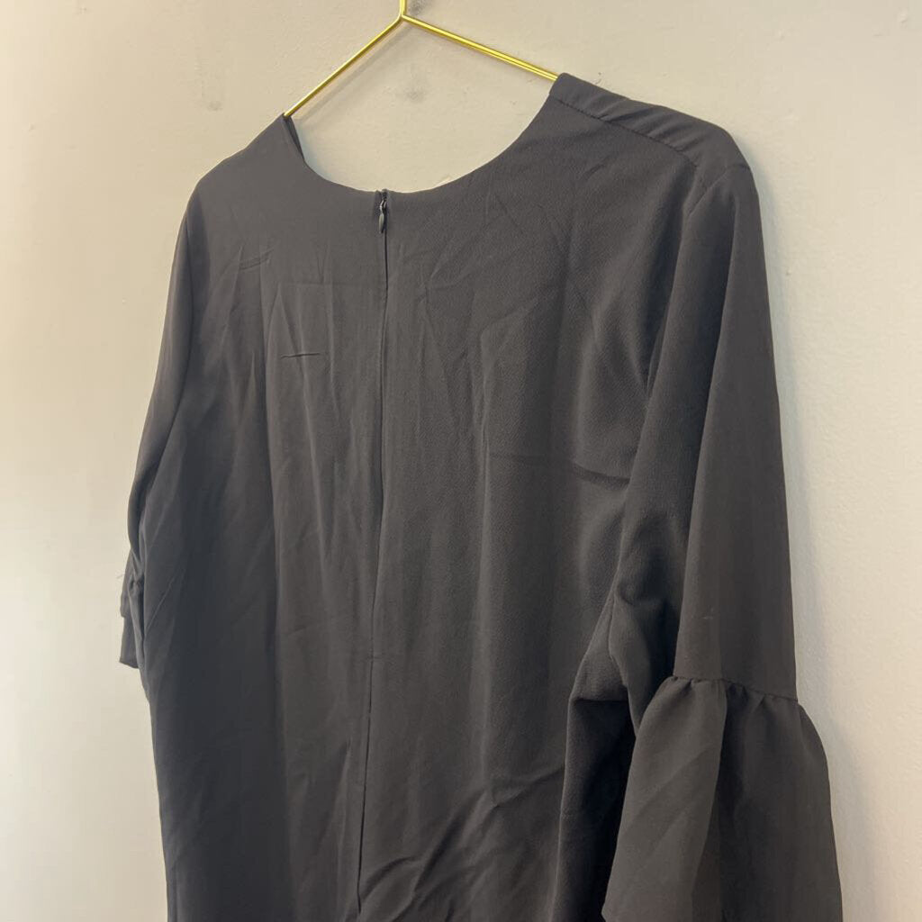 Belongsci Black Long Sleeve Shift Dress Extra Large