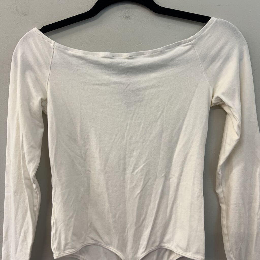 Express White Long Sleeve Off Shoulder Bodysuit Top Medium