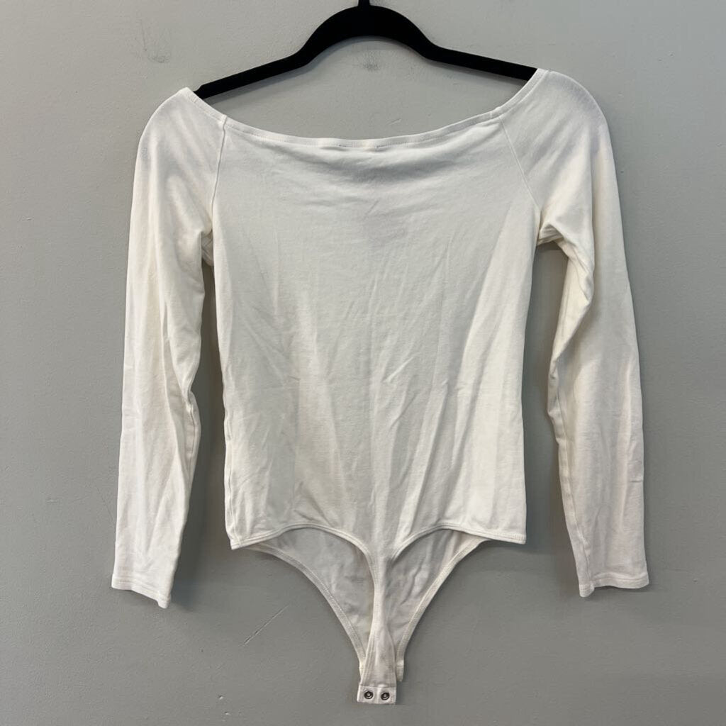 Express White Long Sleeve Off Shoulder Bodysuit Top Medium