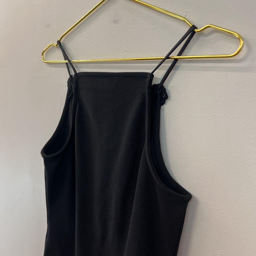 Express Black Lace Lace Up Front Tank Bodysuit Top Medium