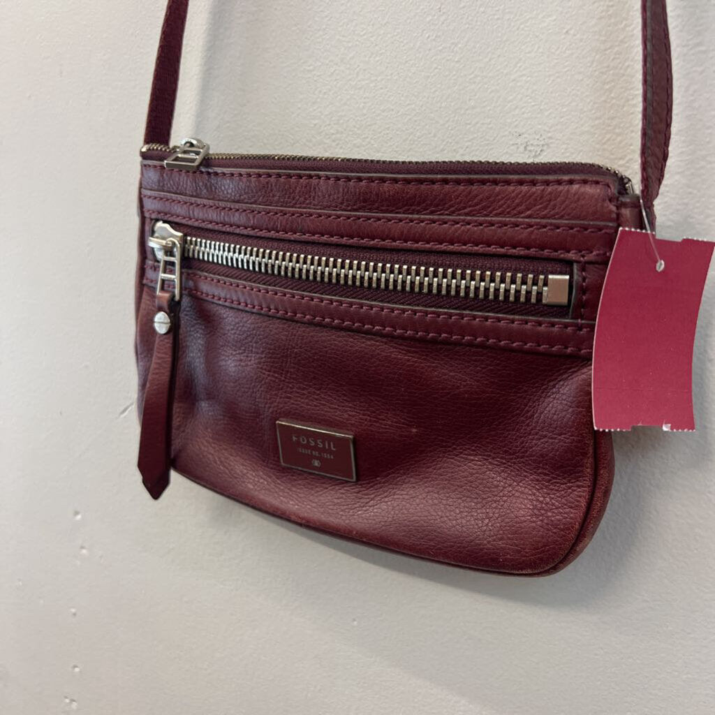 Fossil Burgundy Leather Crossbody Purse