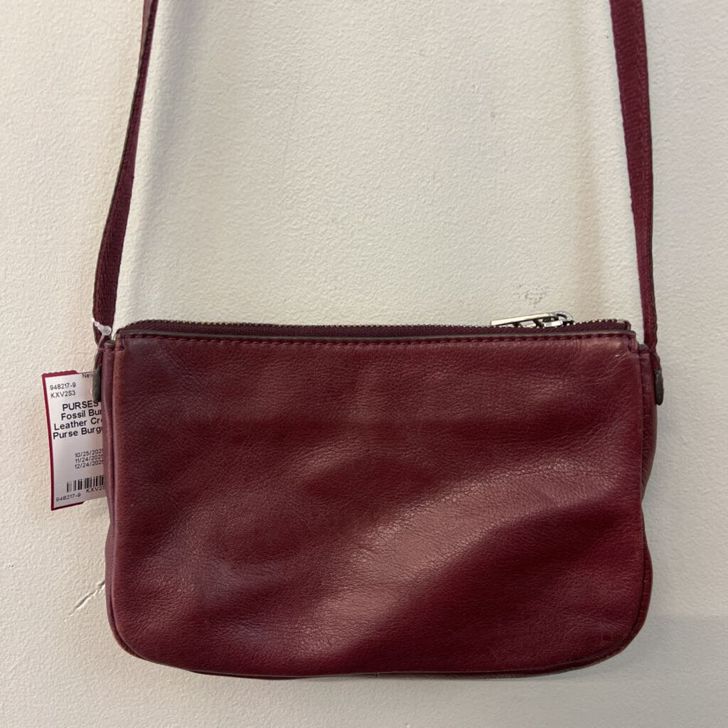 Fossil Burgundy Leather Crossbody Purse