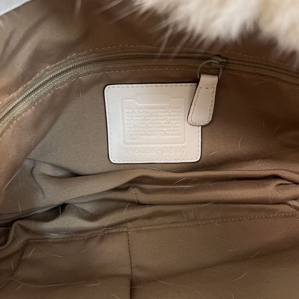Vintage Coach White Puffer Purse With Fur Trim