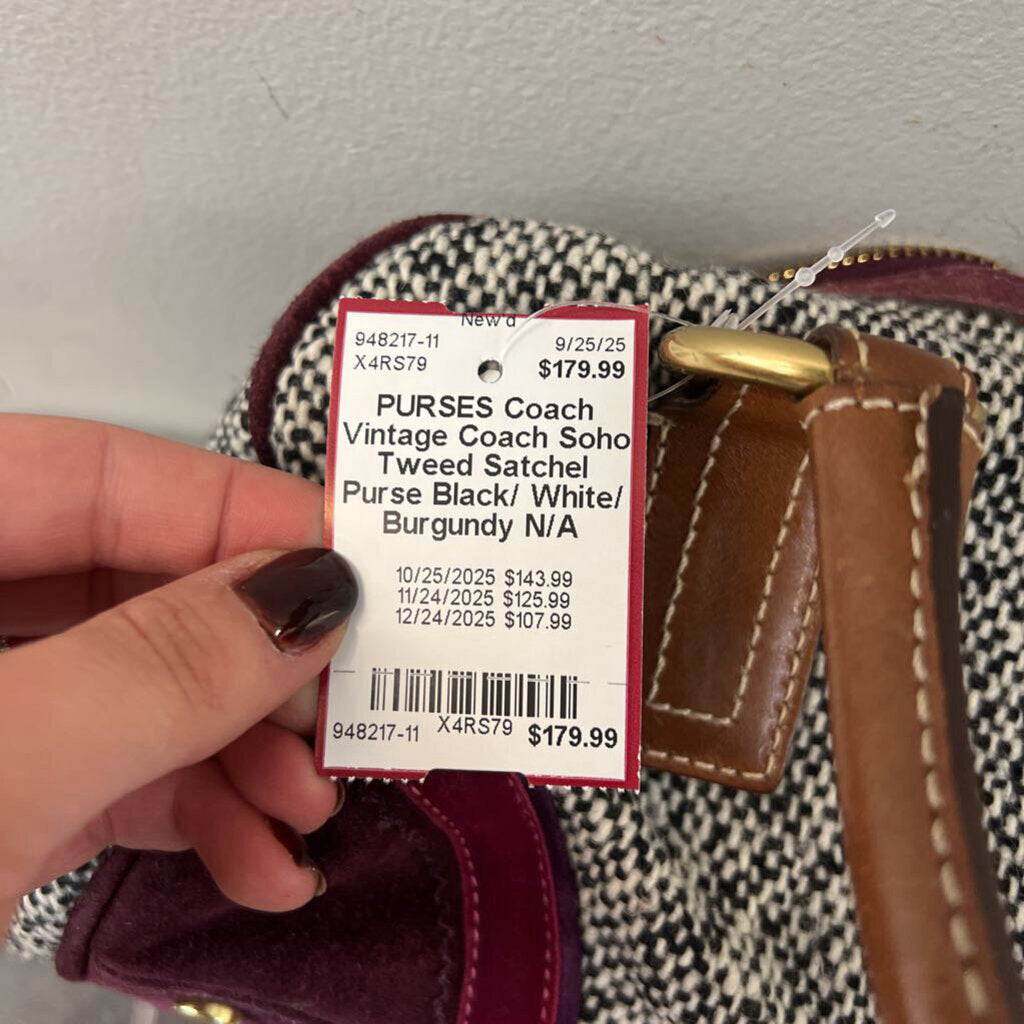 Vintage Coach Soho Tweed Satchel Purse