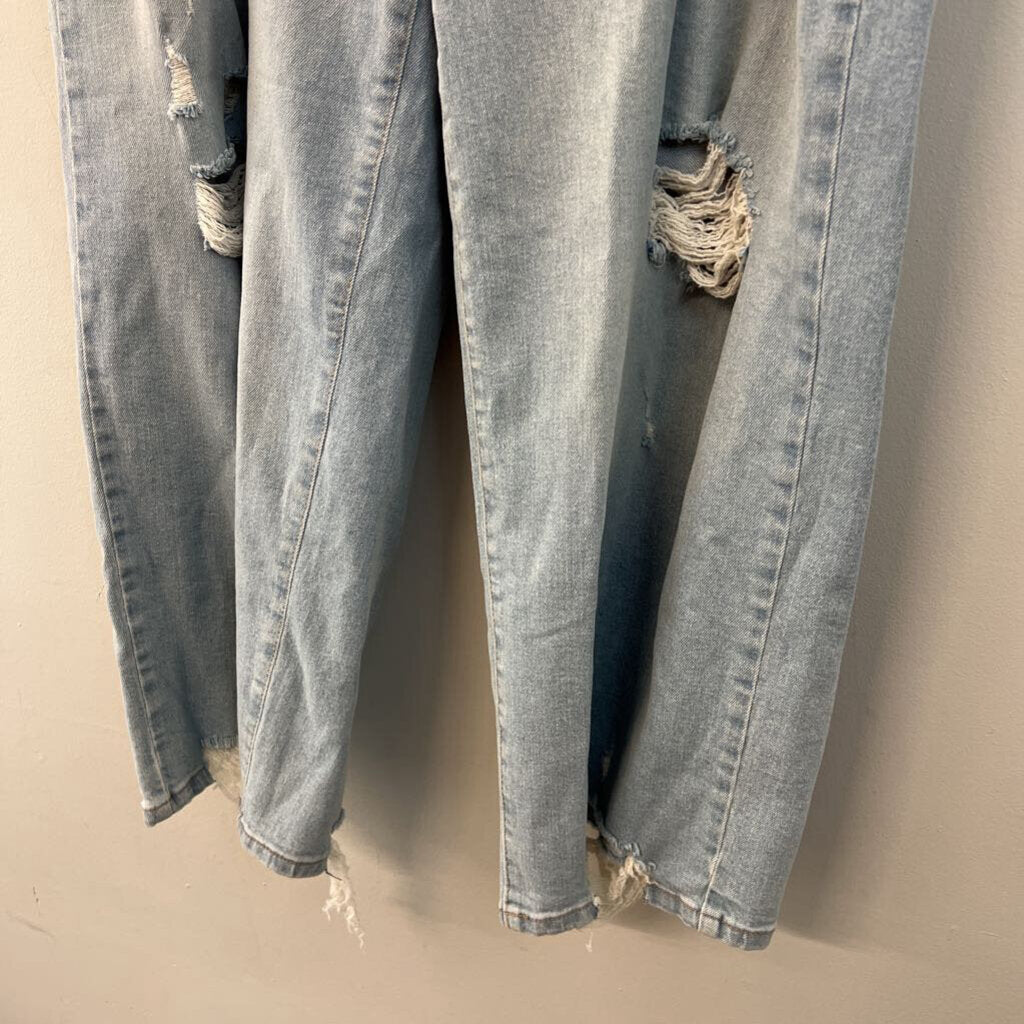 Mat Jeans Light Wash Distressed Wide Leg Jeans Large