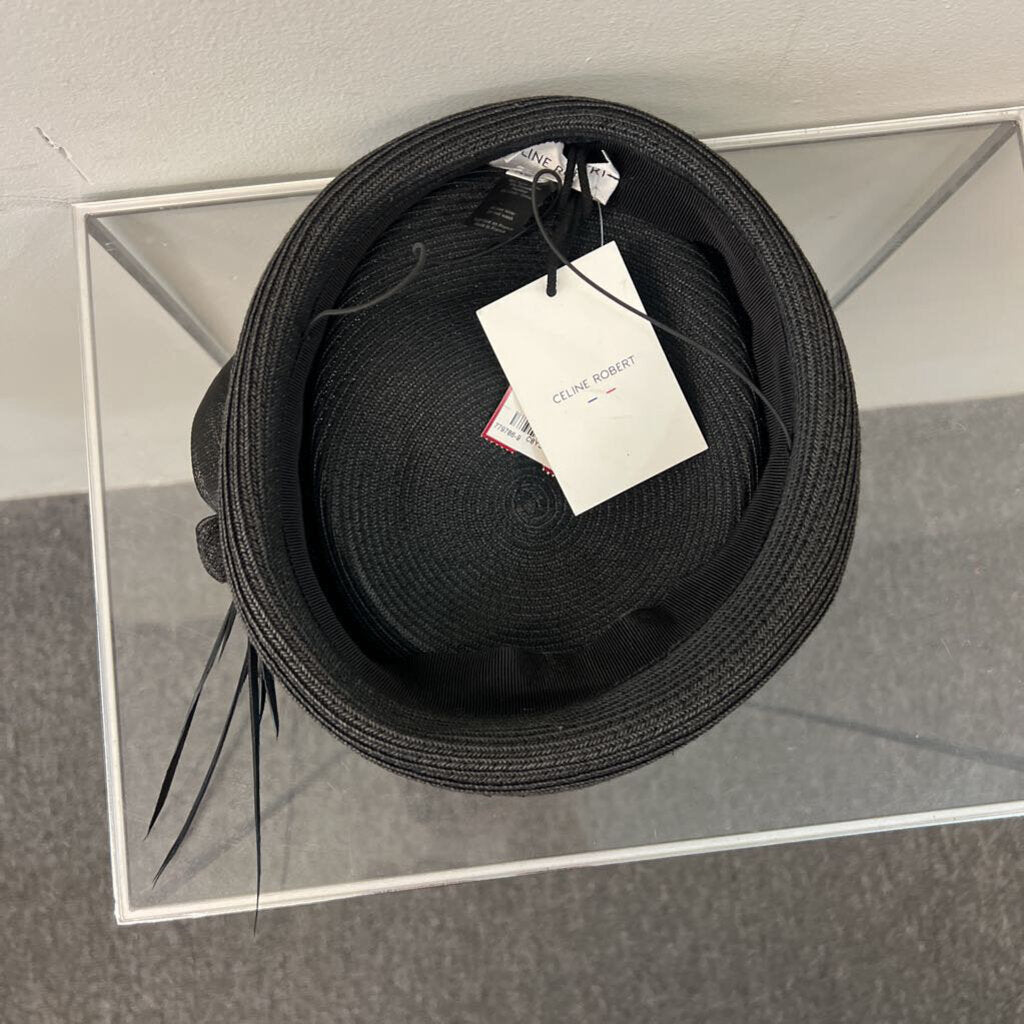 Celine Robert Black Pillbox Hat Extra Large