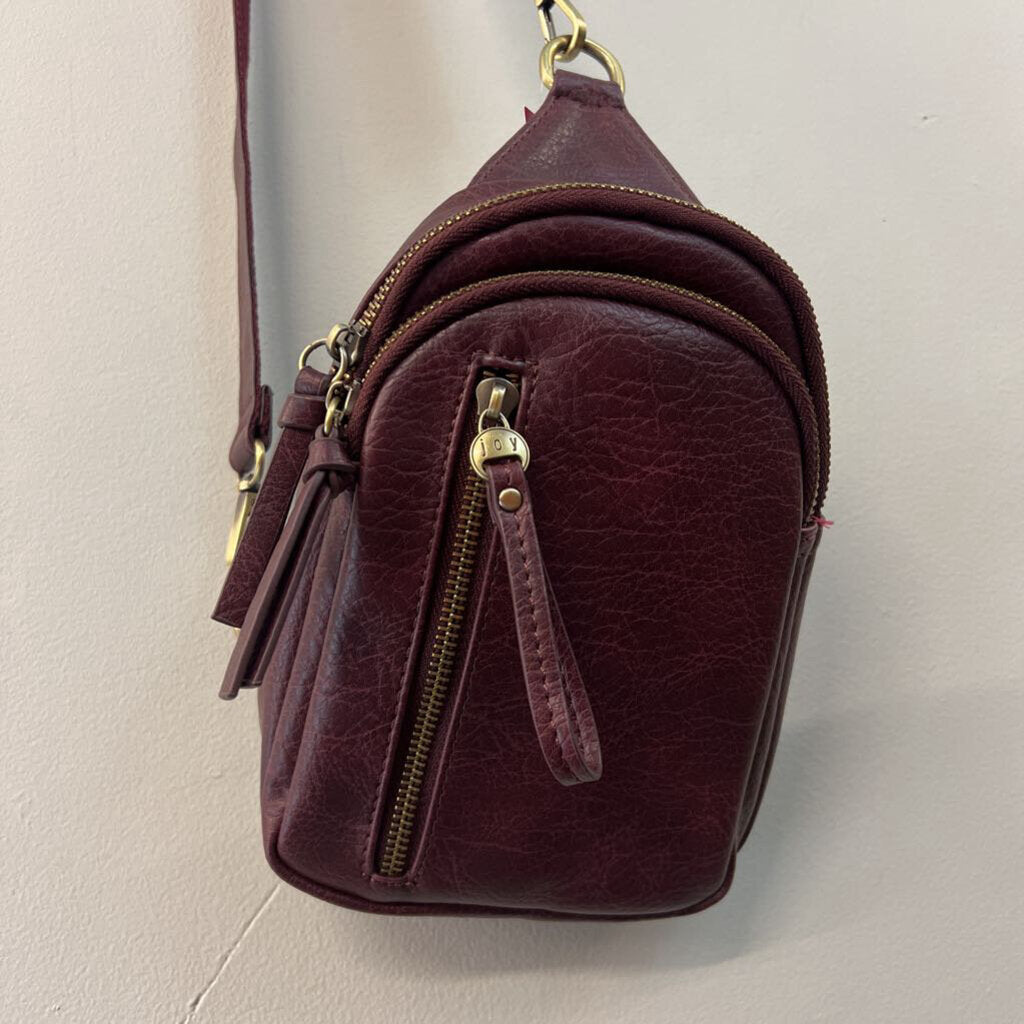 Joy Susan Purple Leather Dome Crossbody Purse With Wallet