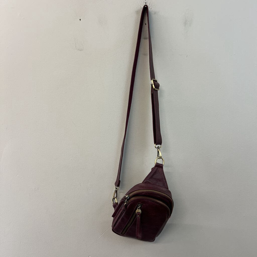 Joy Susan Purple Leather Dome Crossbody Purse With Wallet