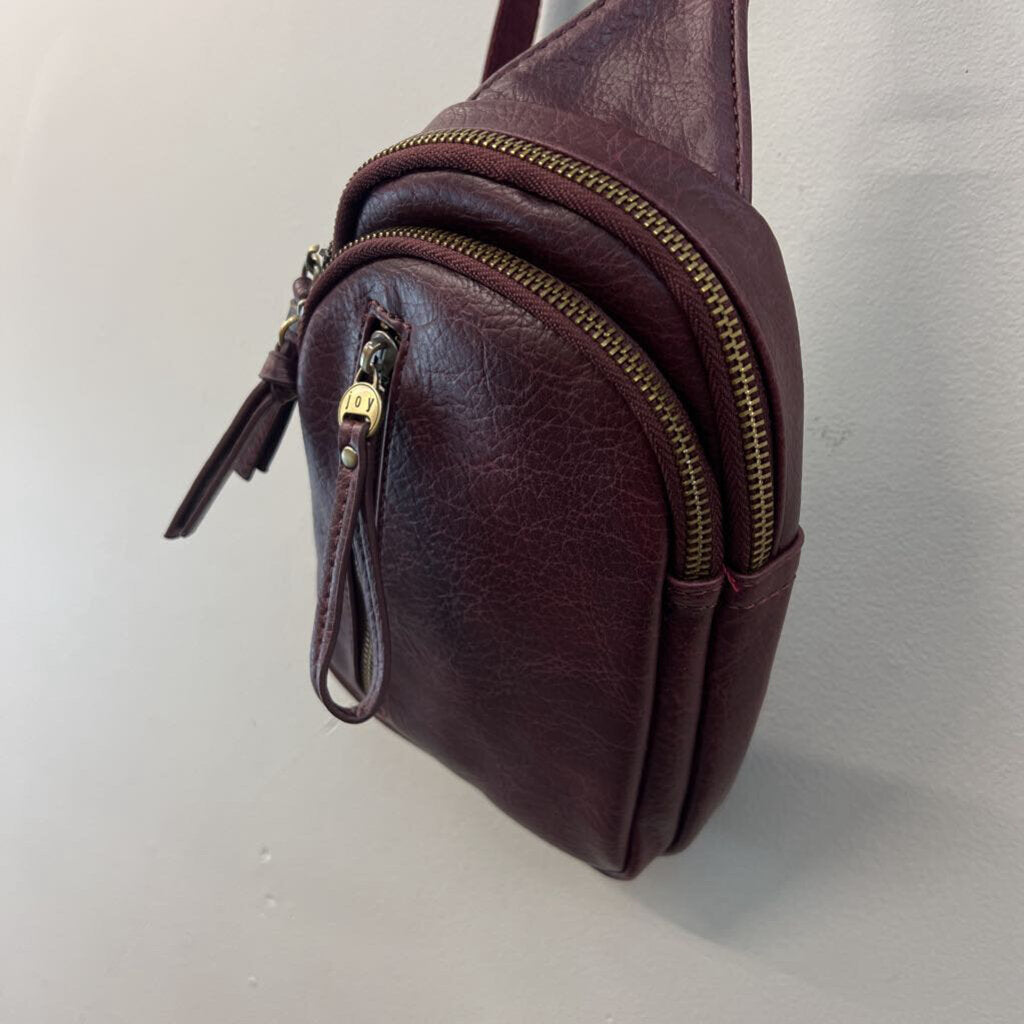 Joy Susan Purple Leather Dome Crossbody Purse With Wallet