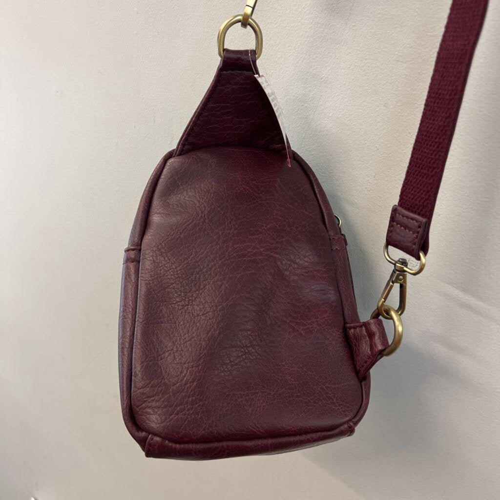 Joy Susan Purple Leather Dome Crossbody Purse With Wallet