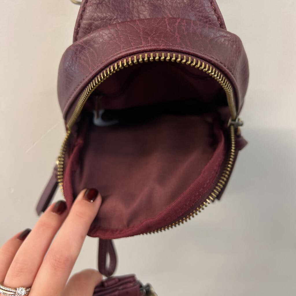 Joy Susan Purple Leather Dome Crossbody Purse With Wallet