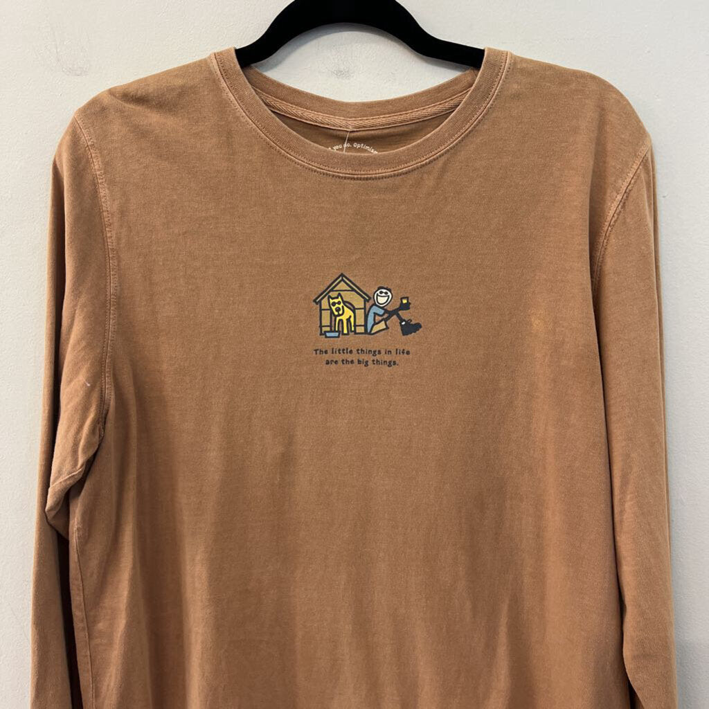 Life Is Good Brown The Little Things Long Sleeve Graphic Tee Large