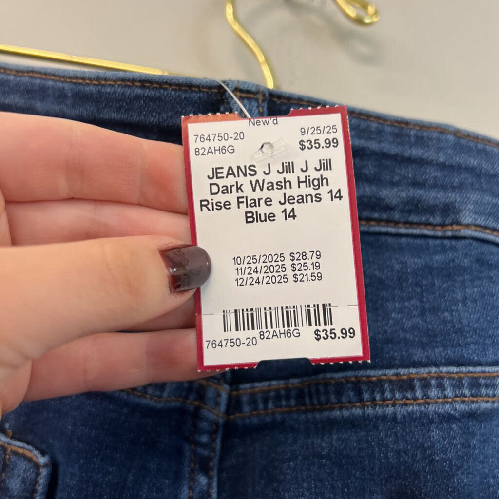 J Jill Dark Wash High Rise Flare Jeans 14