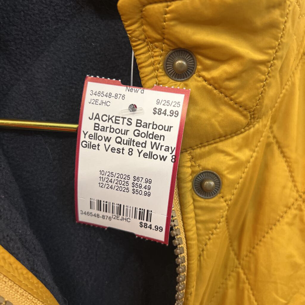 Barbour Golden Yellow Quilted Wray Gilet Vest 8