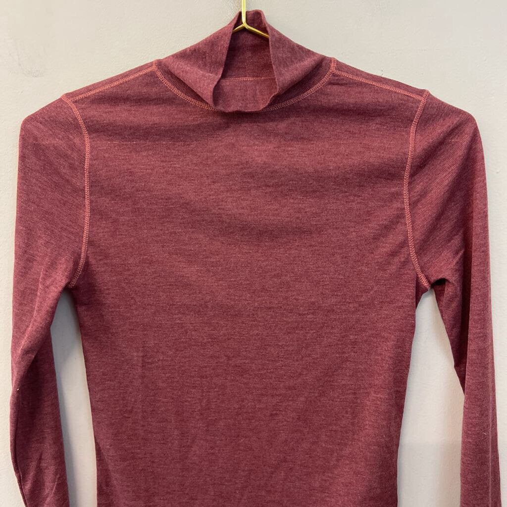 Madewell Burgundy Long Sleeve Mock Neck Top Extra Small