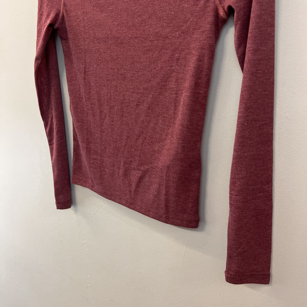 Madewell Burgundy Long Sleeve Mock Neck Top Extra Small