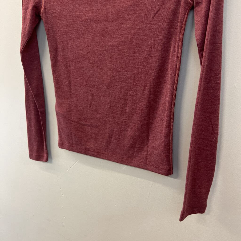 Madewell Burgundy Long Sleeve Mock Neck Top Extra Small