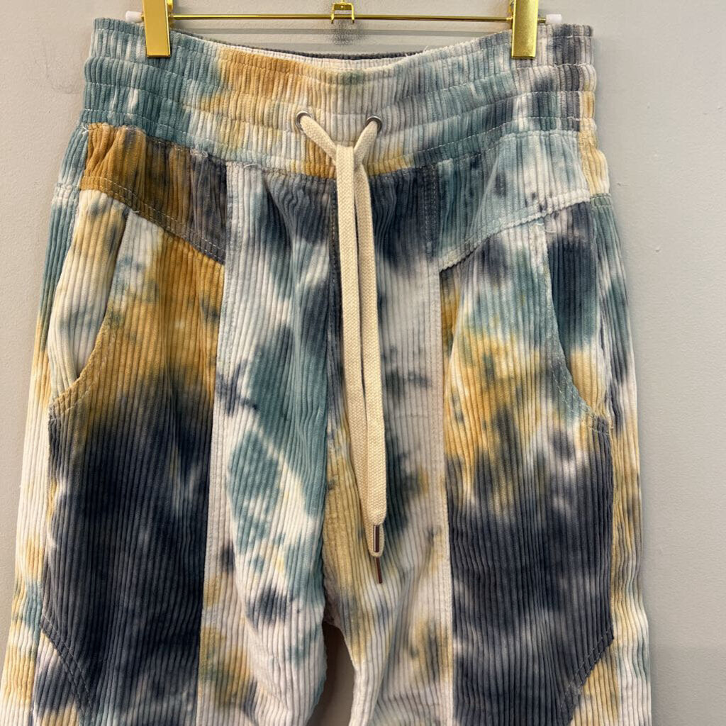 We The Free White/ Blue Tie Dye Corduroy Pull On Pants Small